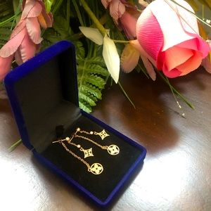 Double flower drop fashion earrings